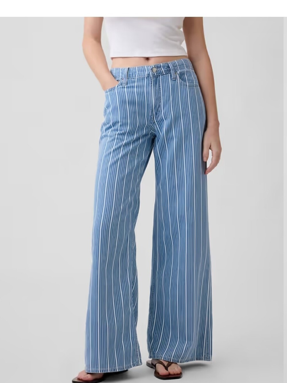 Gap Factory NWOT Blue and White Vertical Stripe Mid Rise Wide-Leg Pants